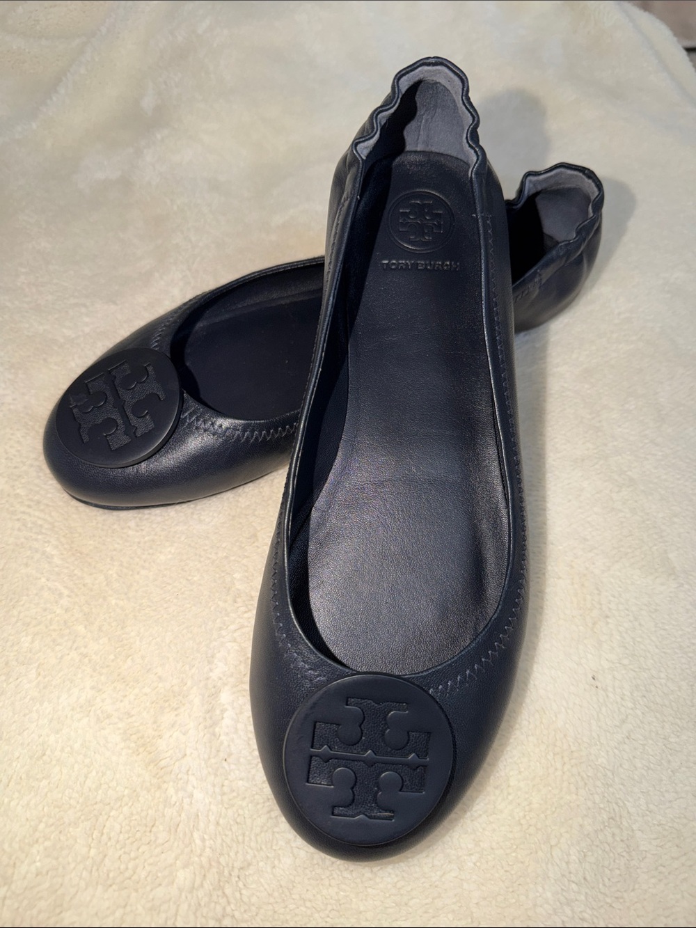 Tory Burch Minnie Travel Ballet Flats Navy size 7.5 m